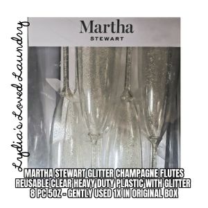 🌞 5/$20 Martha Stewart Glitter Champagne Flutes - Set Of 8 EC Used 1x